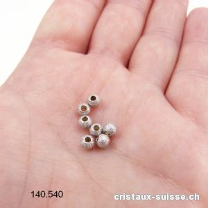 1 x Perle en argent 925 effet diamanté clair 4 mm / trou 1,2 mm. OFFRE SPECIALE