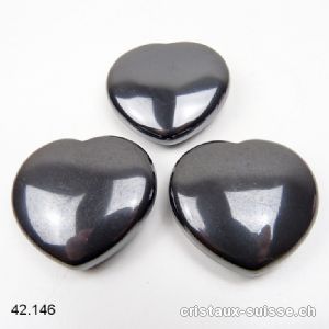 Coeur Hématite satiné 4,2 x 4 x 1,4 cm. Qualité AB. OFFRE SPECIALE