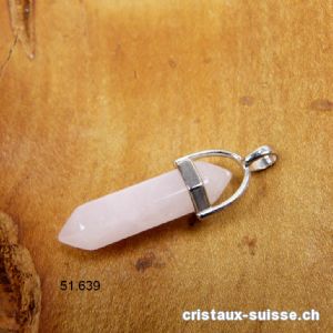 Pendentif Quartz rose biterminé clair en métal. OFFRE SPECIALE