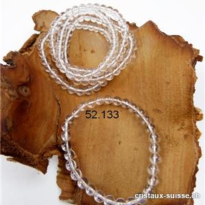 Bracelet Cristal de roche 6,5 mm, élastique 19 cm