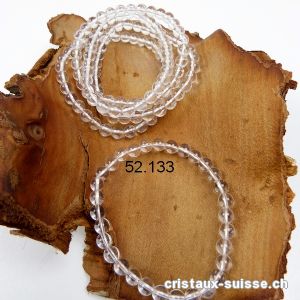 Bracelet Cristal de roche 6,5 mm, élastique 19 cm