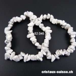 Bracelet Magnésite - Howlite blanche, élastique 17 - 18 cm