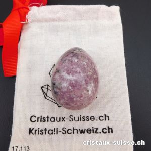 1 Oeuf YONI Lépidolite 4 x 3 cm. Taille M. NON PERCÉ