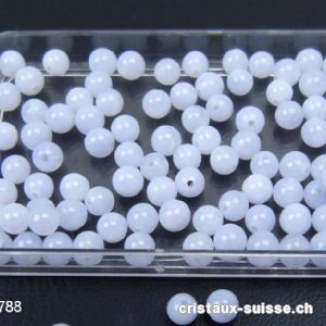 Calcédoine unie, boule percée 4 mm 