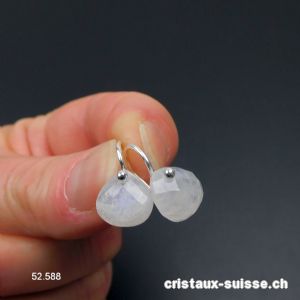 Boucles d'oreilles Pierre de Lune arc-en-ciel facettée en argent 925