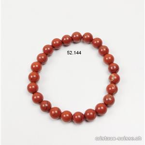 Bracelet Jaspe rouge brique 8 - 9 mm, élastique 18,5 - 19 cm