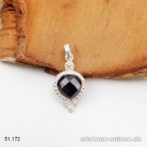 Pendentif Spinelle noir facetté en argent 925