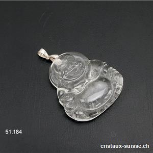 Pendentif Cristal de Roche Bouddha avec boucle argent 925