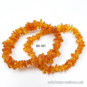 Bracelet Ambre de la Baltique 8 - 12 mm, élastique 19 cm. Taille M-L