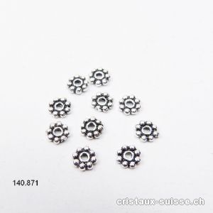 Fleur Ethno 5 mm, Intercalaire en argent 925 vieilli