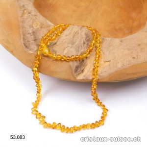 Collier Ambre miel noué, forme libre 5-8 mm, 45 cm
