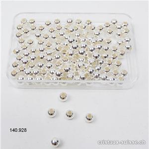 Perle en argent 925, 4 mm / trou 1,8 mm