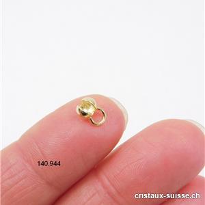 1 Boule cache-noeud 4 mm à pincer AVEC oeillet, argent 925 doré