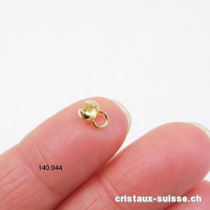 1 Boule cache-noeud 4 mm à pincer AVEC oeillet, argent 925 doré