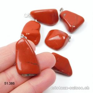 Pendentif Jaspe rouge 2,5 - 3 cm avec boucle argent 925 rhodié. Taille M-L