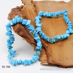 Bracelet Turquénite - Howlite bleue claire, élastique 17,5 - 18,5 cm. Taille M. OFFRE SPECIALE