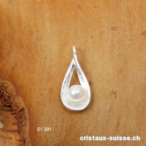 Pendentif Perle d'eau douce et argent 925 brossé