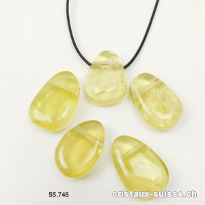 Quartz Lemon 3 cm percé avec cordon en cuir à nouer