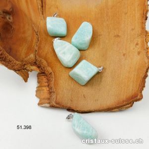 Pendentif Amazonite claire du Brésil 2 à 3 cm avec boucle argent 925 rhodié