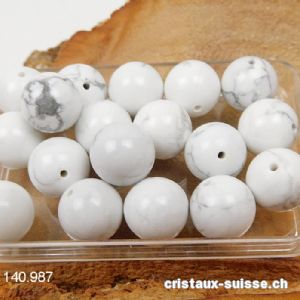 Magnésite - Howlite, boule percée 10 mm