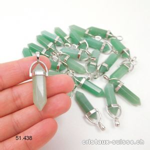 Pendentif Aventurine verte biterminée en métal. Offre Spéciale