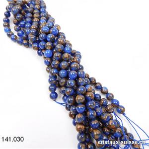 Rang Agate décor Aqua -Terra Bleu Roi 6 - 6,5 mm / 38 cm, env. 60 boules. Offre Spéciale