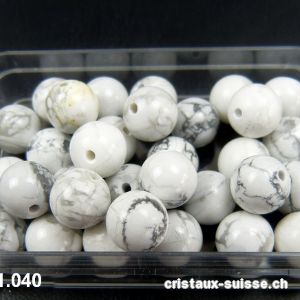 Magnésite - Howlite, boule percée 8,5 mm