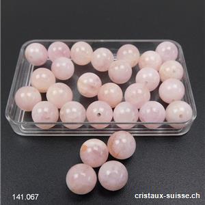 Morganite rose-pêche - Béryl, boule percée 8,5  mm. Offre Spéciale