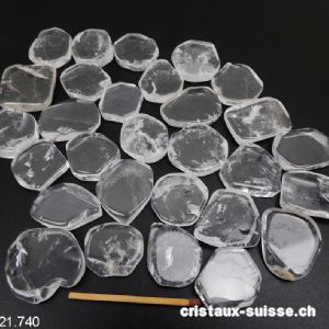 Cristal de roche plat facetté, 2 à 2,8 cm / 7 à 10 grammes