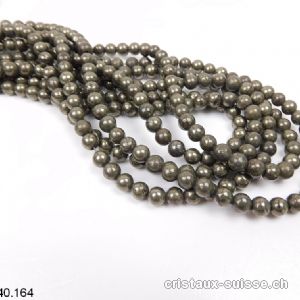 Rang Pyrite foncée 6 mm / 37,5 cm, env. 60 boules. OFFRE SPECIALE