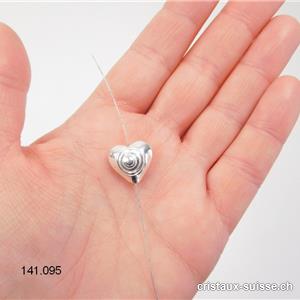 Intercalaire Coeur en argent 925. Env. 1,5 cm / perçage 2 mm