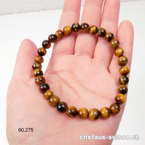 Bracelet Oeil de Tigre 8 mm / 21 cm. Taille L. Offre Spéciale