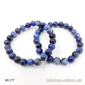 Bracelet Sodalite foncée 8,5 mm, élastique 18,5 - 19 cm