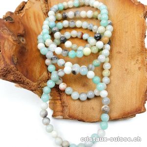 Bracelet Amazonite multicolore 6 - 6,5  mm, élastique 19 cm. Taille M-L