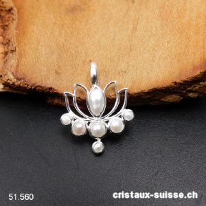 Pendentif Perle d'eau douce LOTUS en argent 925