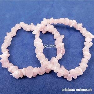 Bracelet Quartz rose, élastique 19 cm. Taille M-L