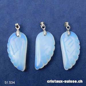 Pendentif Opalite - Opaline Aile d'Ange avec boucle métal 3 cm