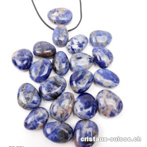 Sodalite 2,3 - 2,7 cm, percée avec cordon cuir à nouer. OFFRE SPECIALE