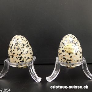 Oeuf Jaspe Dalmatien 3,5 cm avec support plexiglas