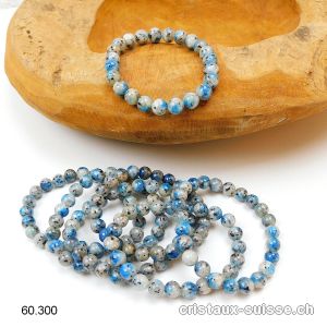 Bracelet K2 - Azurite-Gneiss 8 mm, élastique 18,5 cm. Taille M