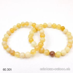 Bracelet Opale naturelle jaune 8 mm, élastique 18,5 cm