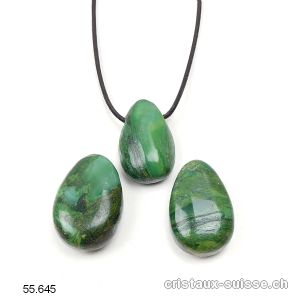 Prase - Jade d'Afrique 3 cm, percé avec cordon en cuir à nouer. OFFRE SPECIALE