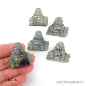 Petit Bouddha Labradorite claire 3 cm