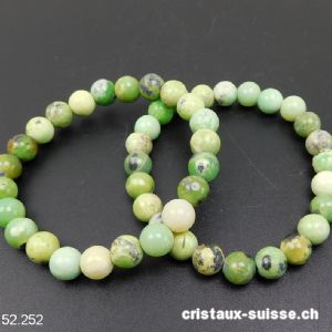 Bracelet Opale verte 8,5 mm, élastique 18,5 cm. Taille M