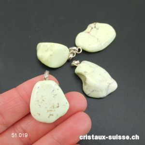 Pendentif Chrysoprase Lemon - Magnésite citron 2,5 à 3 cm avec boucle argent 925