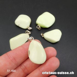 Pendentif Chrysoprase Lemon - Magnésite citron 2,5 à 3 cm avec boucle argent 925