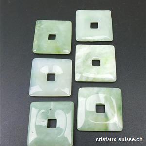 Jade Serpentine claire, donut carré 3 cm