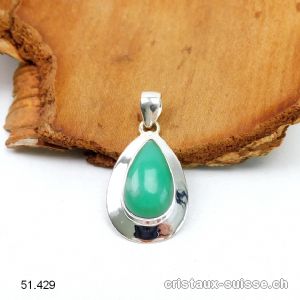 Pendentif Chrysoprase en argent 925. Pièce unique, Qual. A