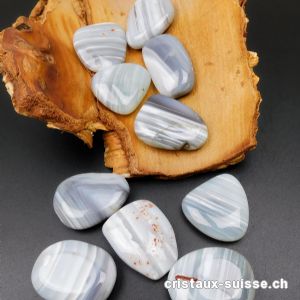 Agate gris-blanc lignée 3,5 à 4,5 cm. Taille L - XL. Qual. AB. OFFRE SPECIALE