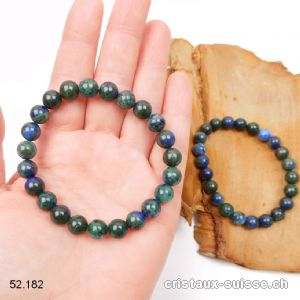 Bracelet Chrysocolle - Azurite 8 mm, élastique 18,5 - 19 cm